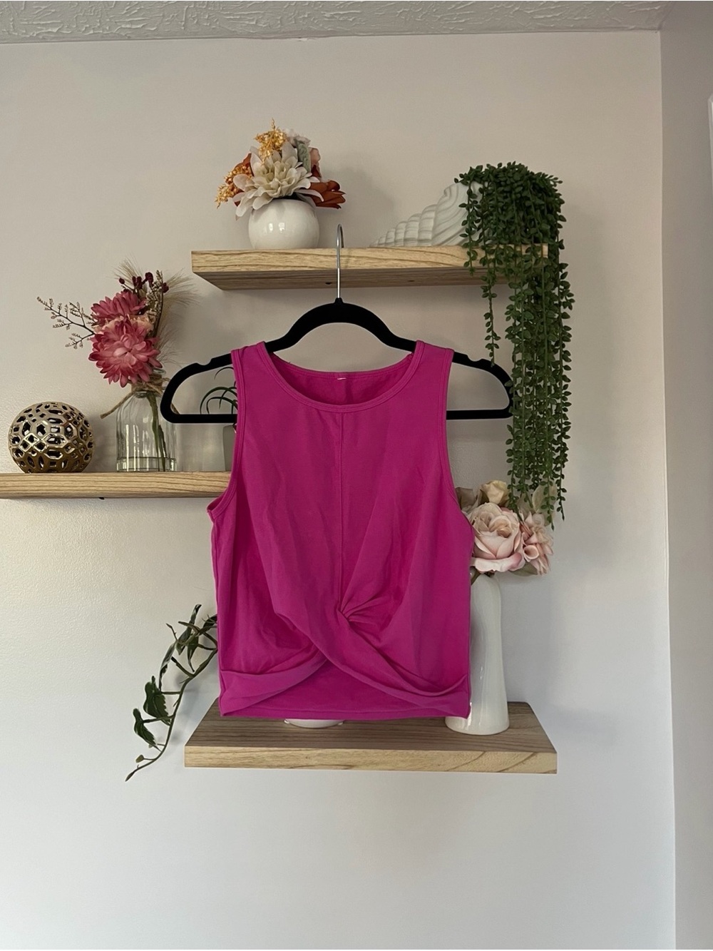 Women’s Pink Twist-Front Tank Top